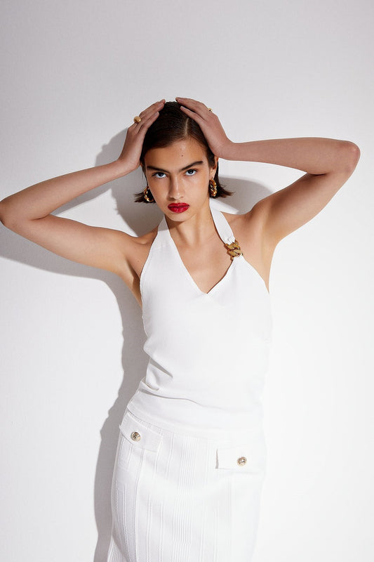 Tokalı Ekru Triko Top