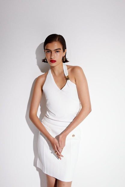 Tokalı Ekru Triko Top