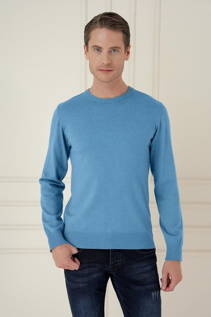 Tr 875 Slim Fit Havacı Mavi Klasik Triko