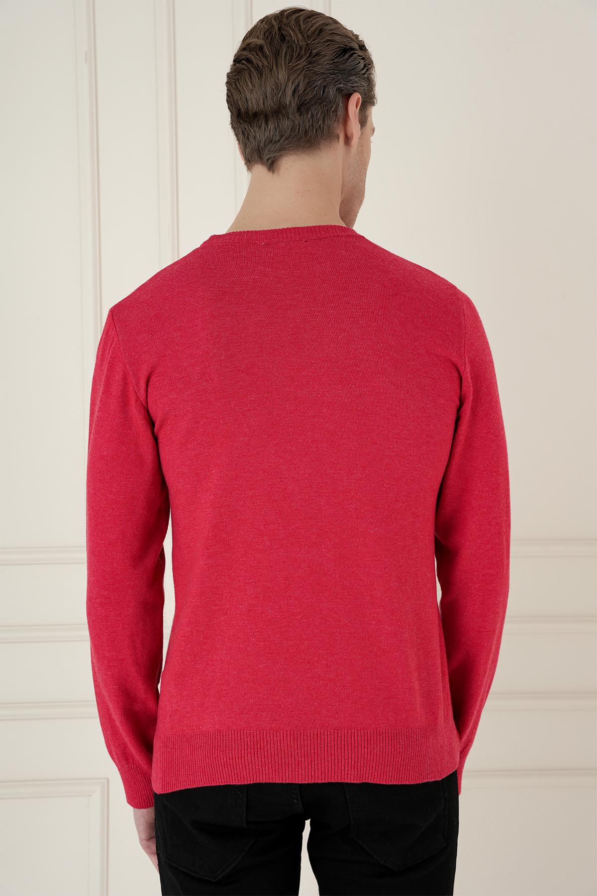 Tr 875 Slim Fit Kırmızı Klasik Triko