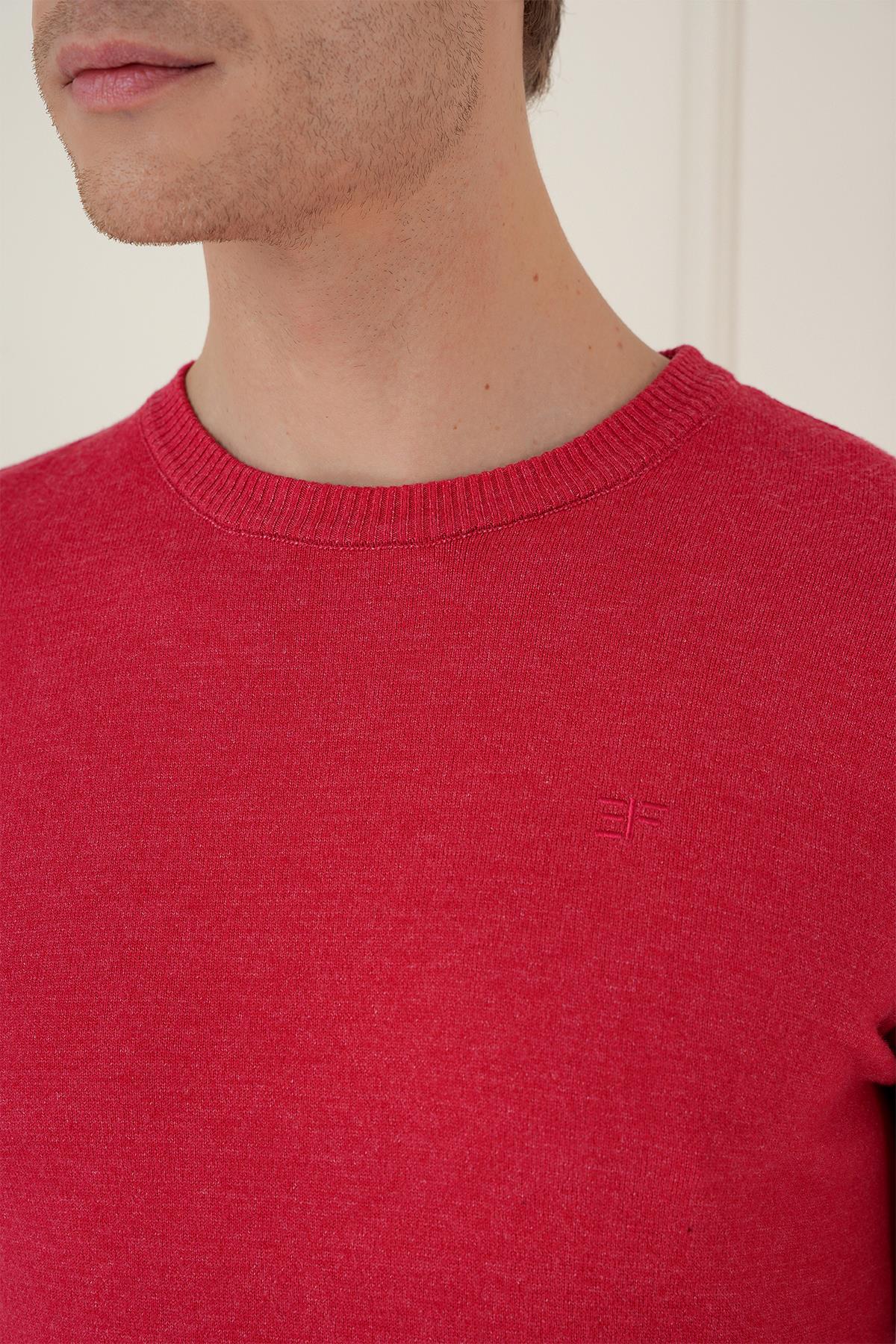 Tr 875 Slim Fit Kırmızı Klasik Triko