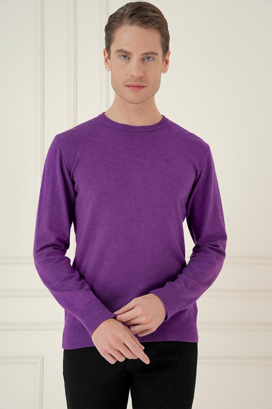 Tr 875 Slim Fit Mor Klasik Triko