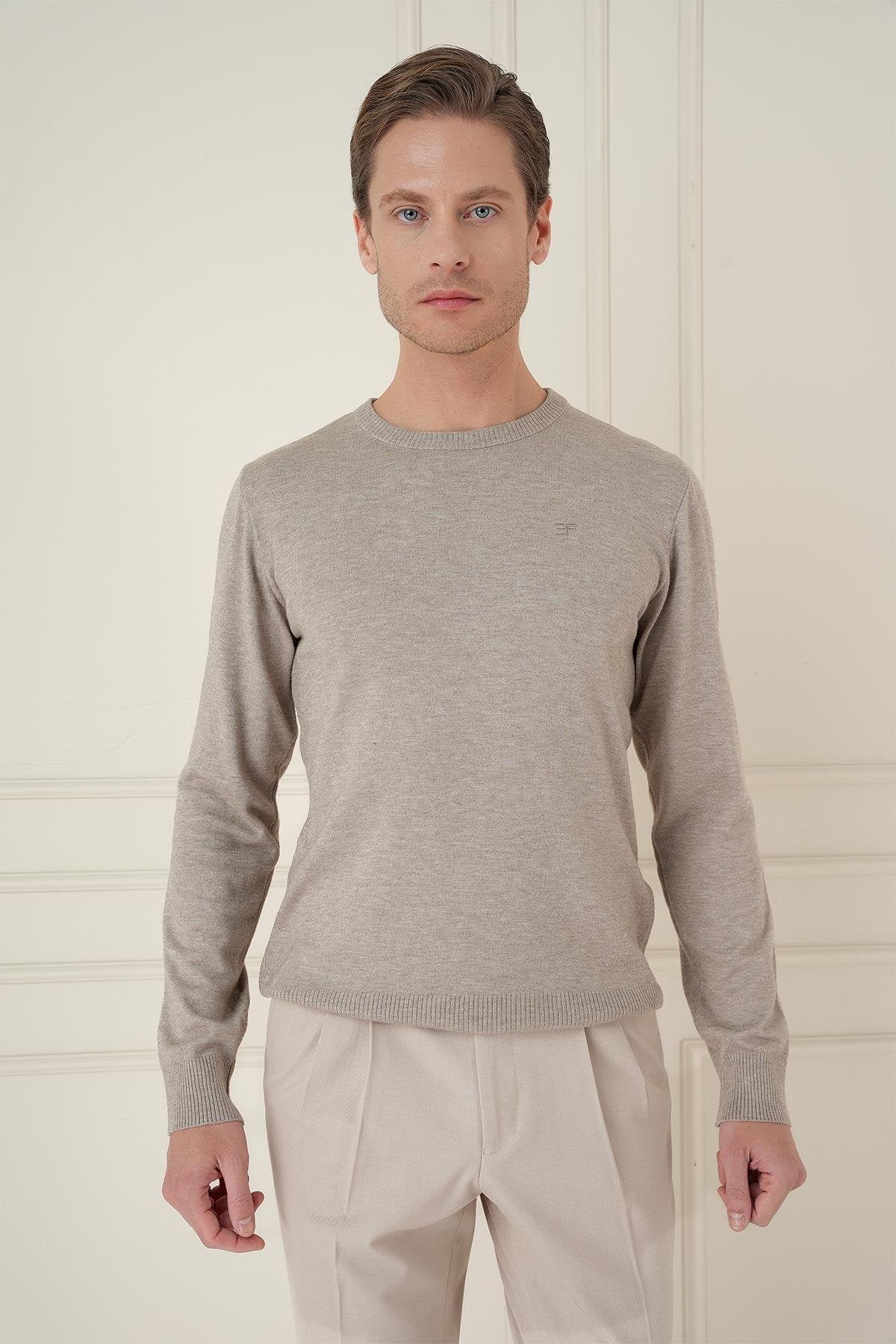 Tr 875 Slim Fit Taş Klasik Triko