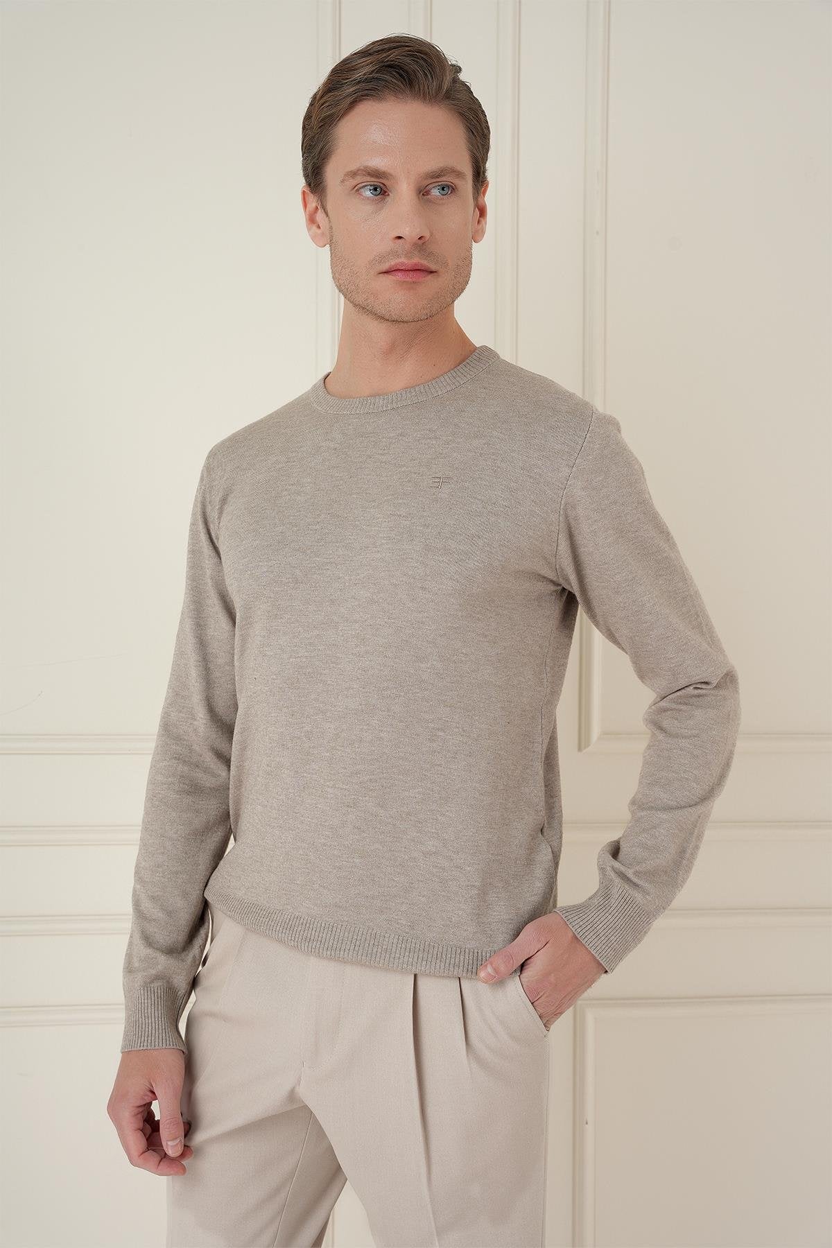 Tr 875 Slim Fit Taş Klasik Triko