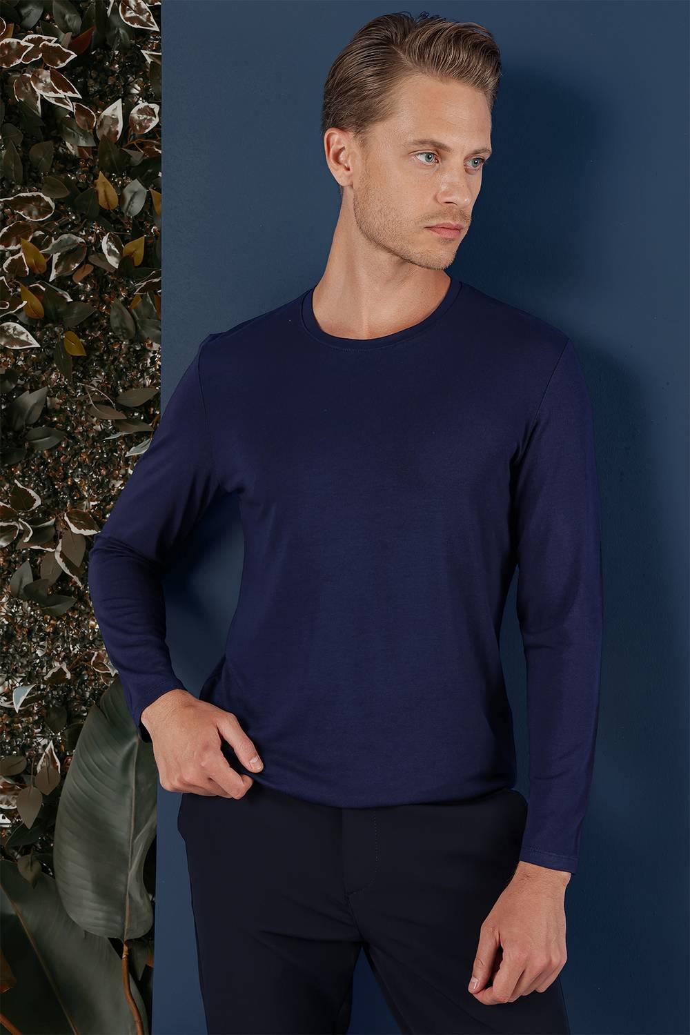 Ts 870 Slim Fit Lacivert Spor T-shirt