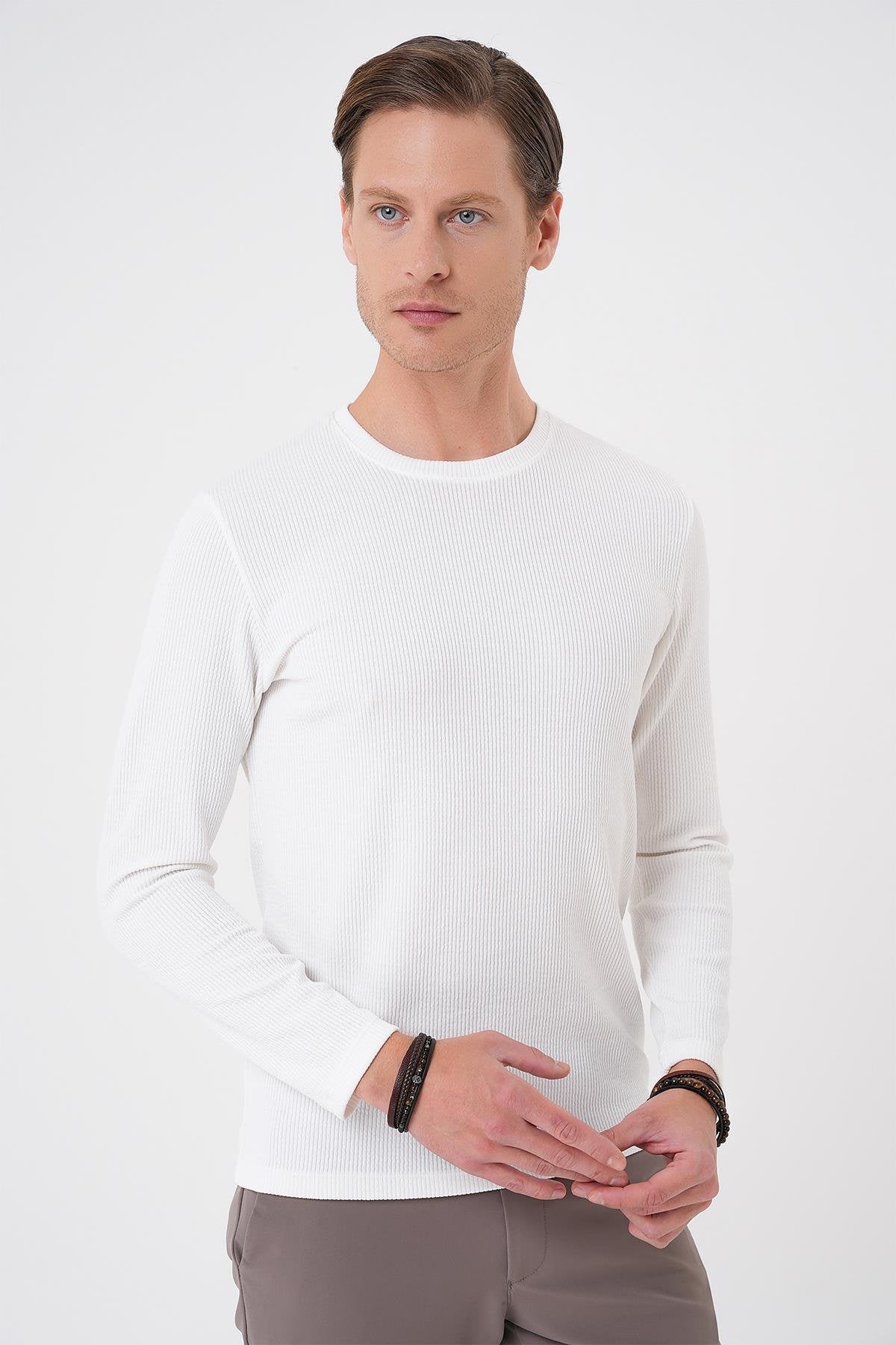 Ts 887 Slim Fit Beyaz T-shirt