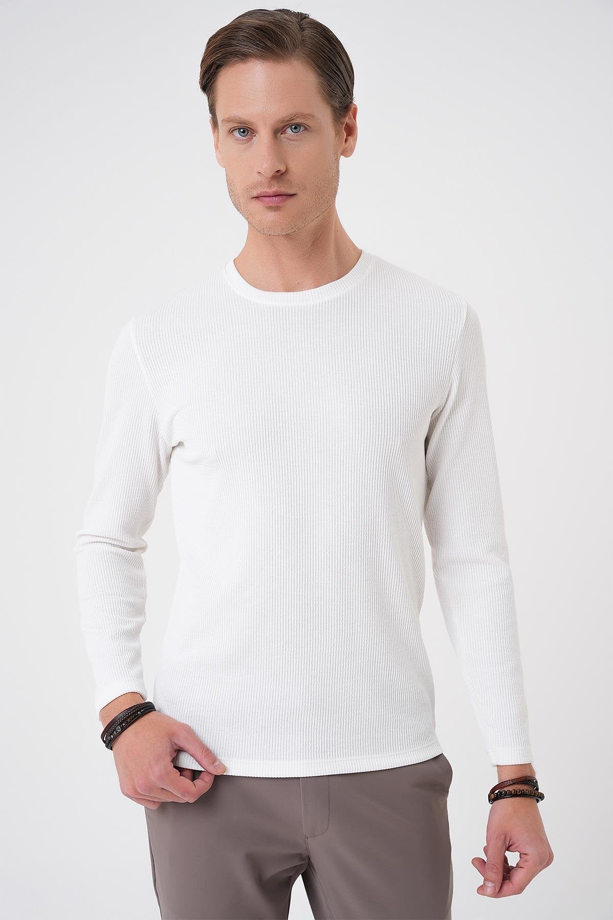 Ts 887 Slim Fit Beyaz T-shirt