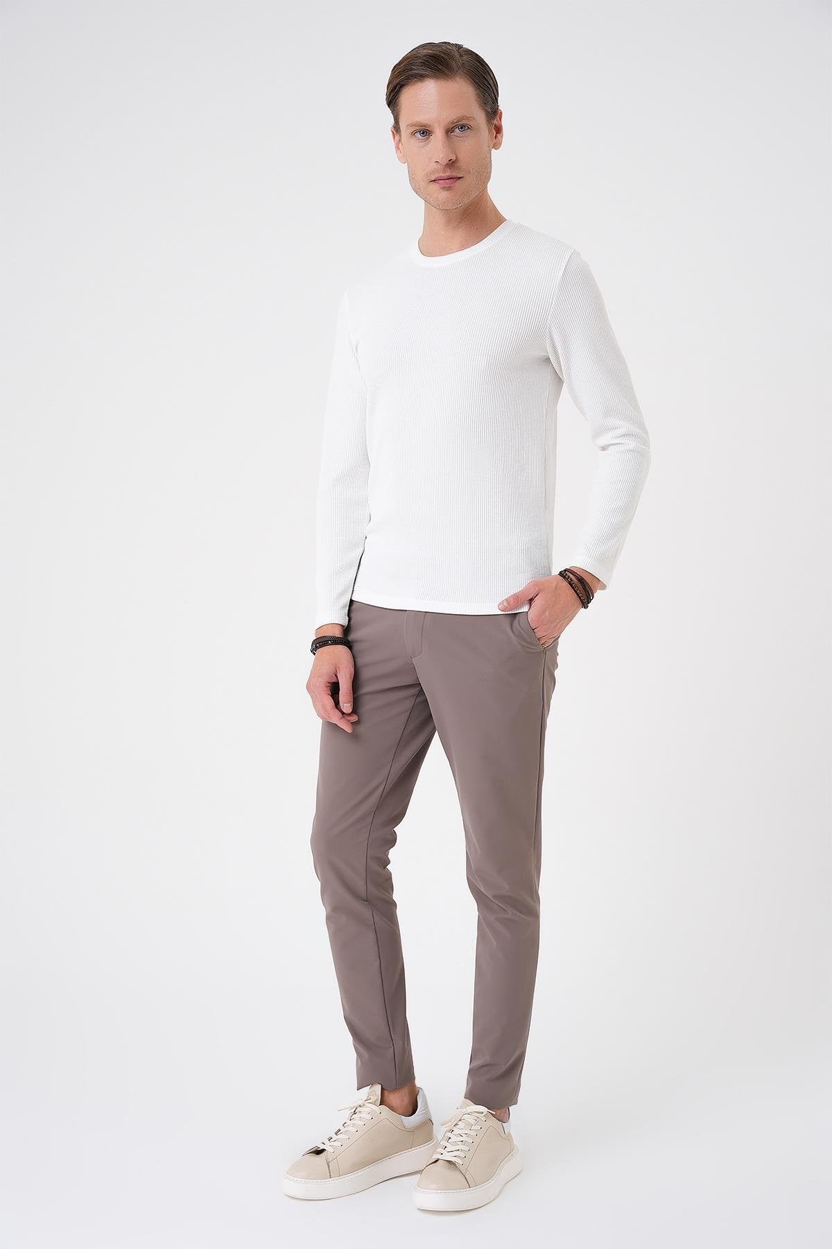 Ts 887 Slim Fit Beyaz T-shirt