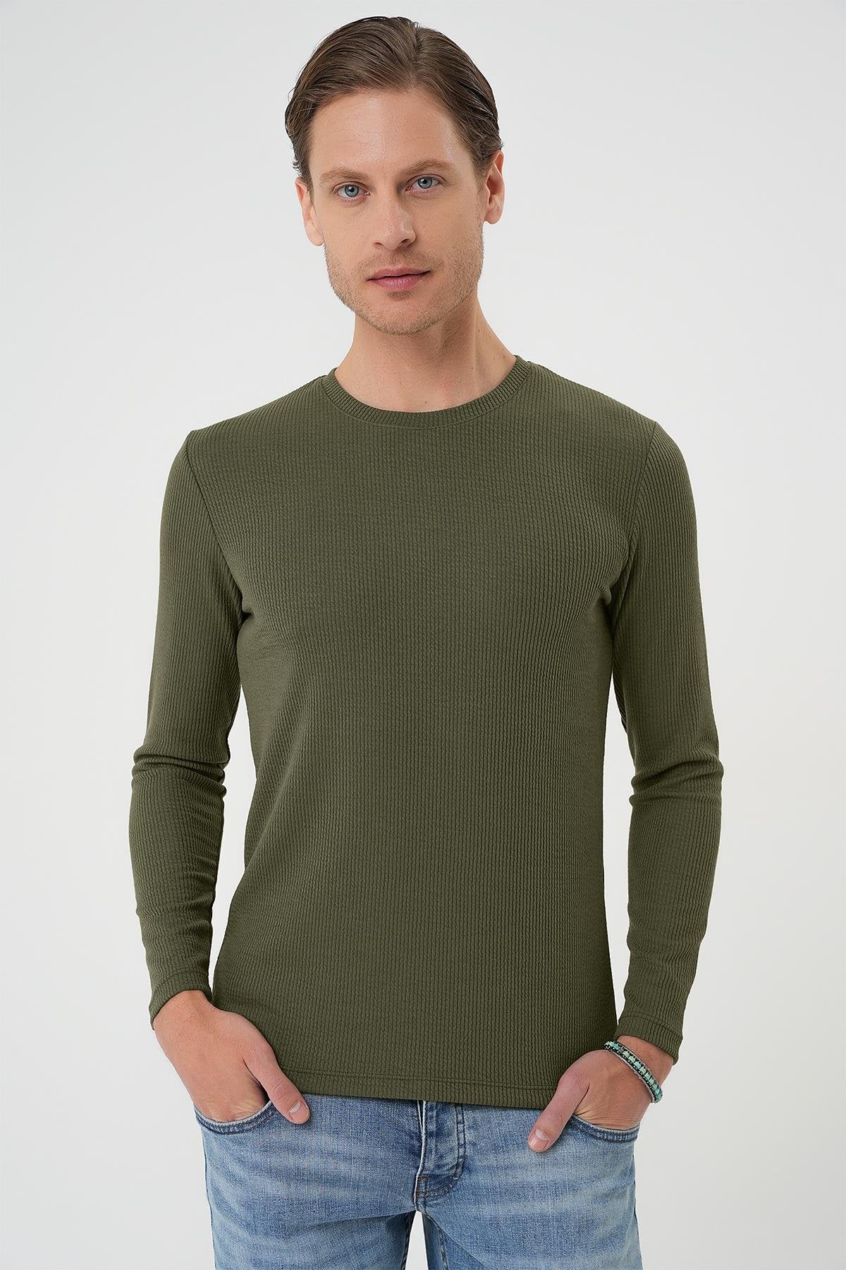 Ts 887 Slim Fit Haki T-shirt