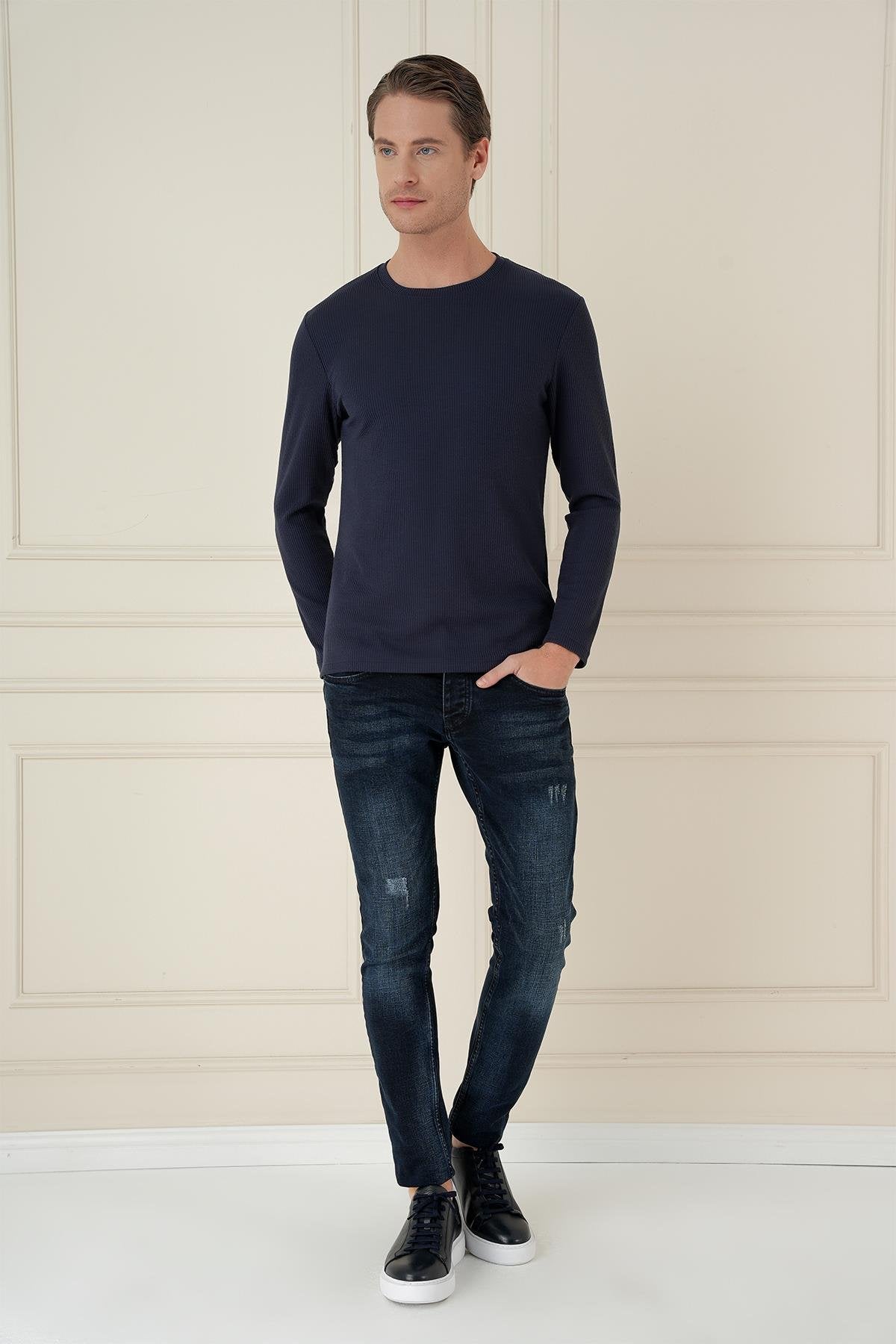 Ts 887 Slim Fit Lacivert T-shirt