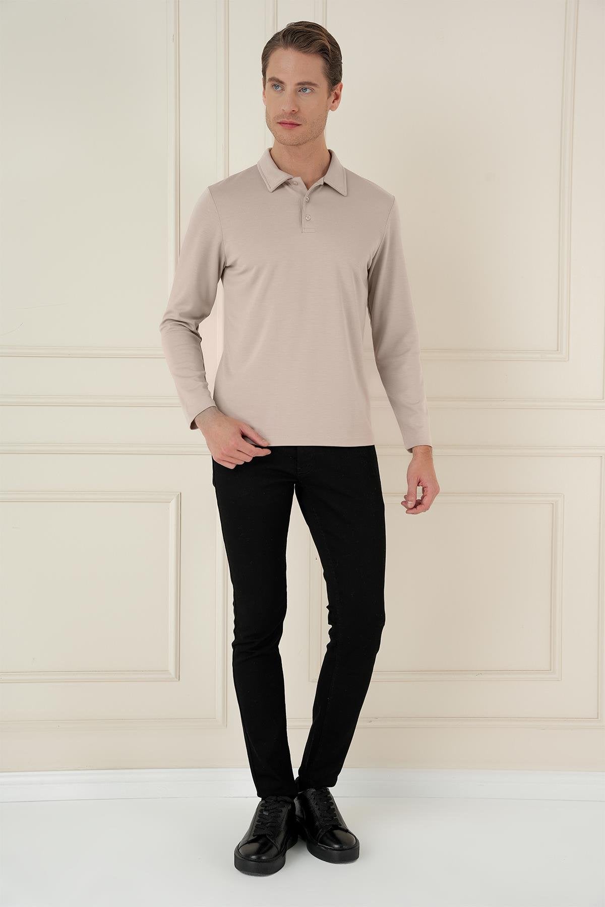 Ts 893 Slim Fit Bej Spor T-shirt