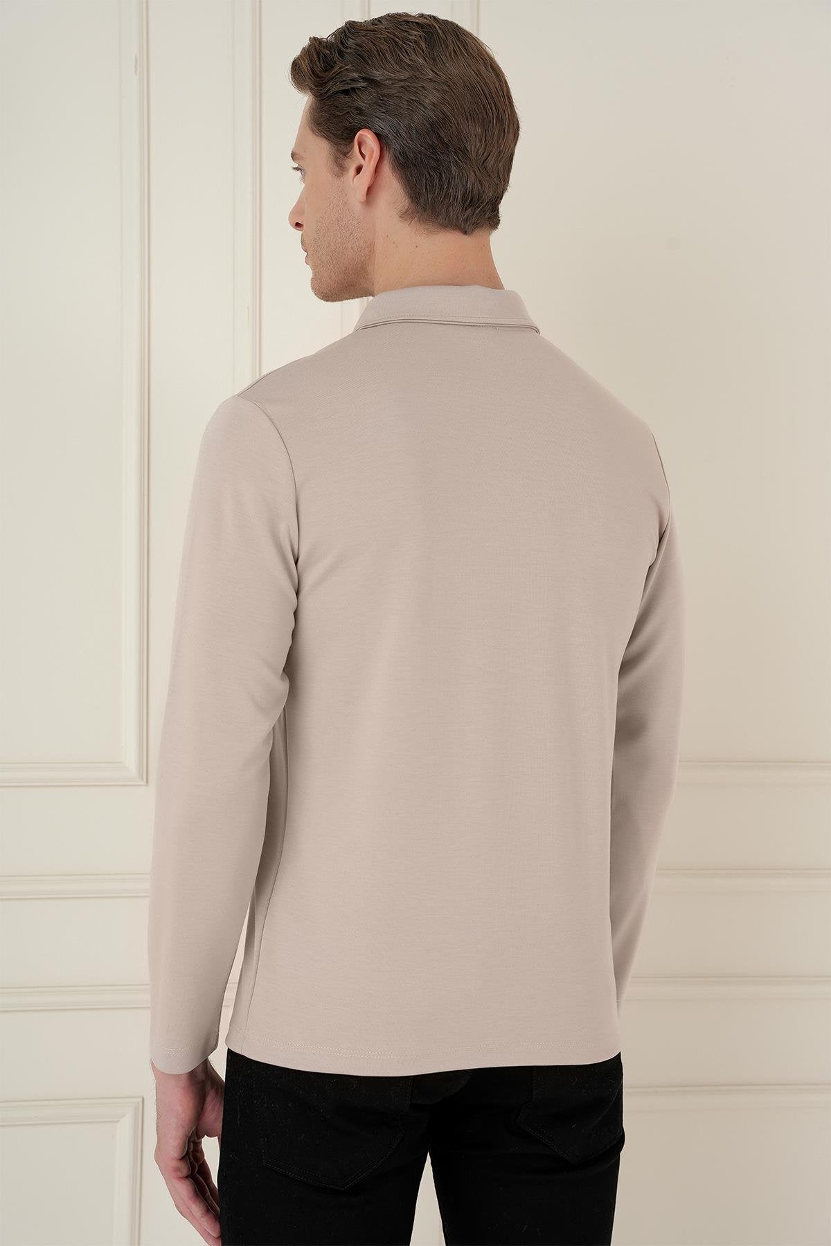 Ts 893 Slim Fit Bej Spor T-shirt