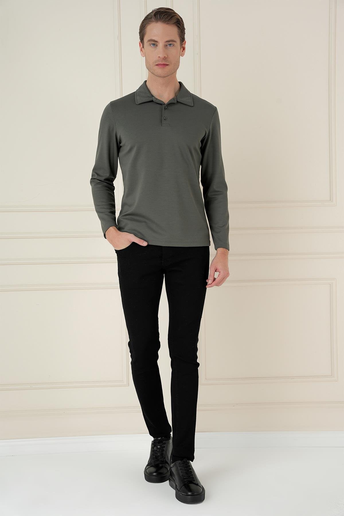 Ts 893 Slim Fit Haki Spor T-shirt