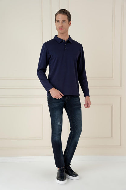 Ts 893 Slim Fit Lacivert Spor T-shirt