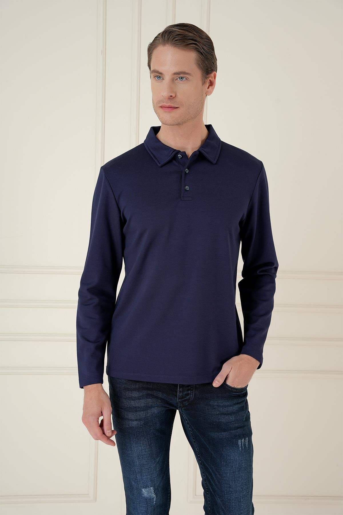 Ts 893 Slim Fit Lacivert Spor T-shirt