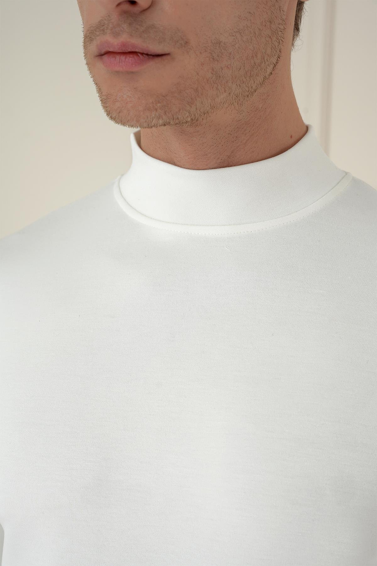 Ts 894 Slim Fit Ekru Spor T-shirt