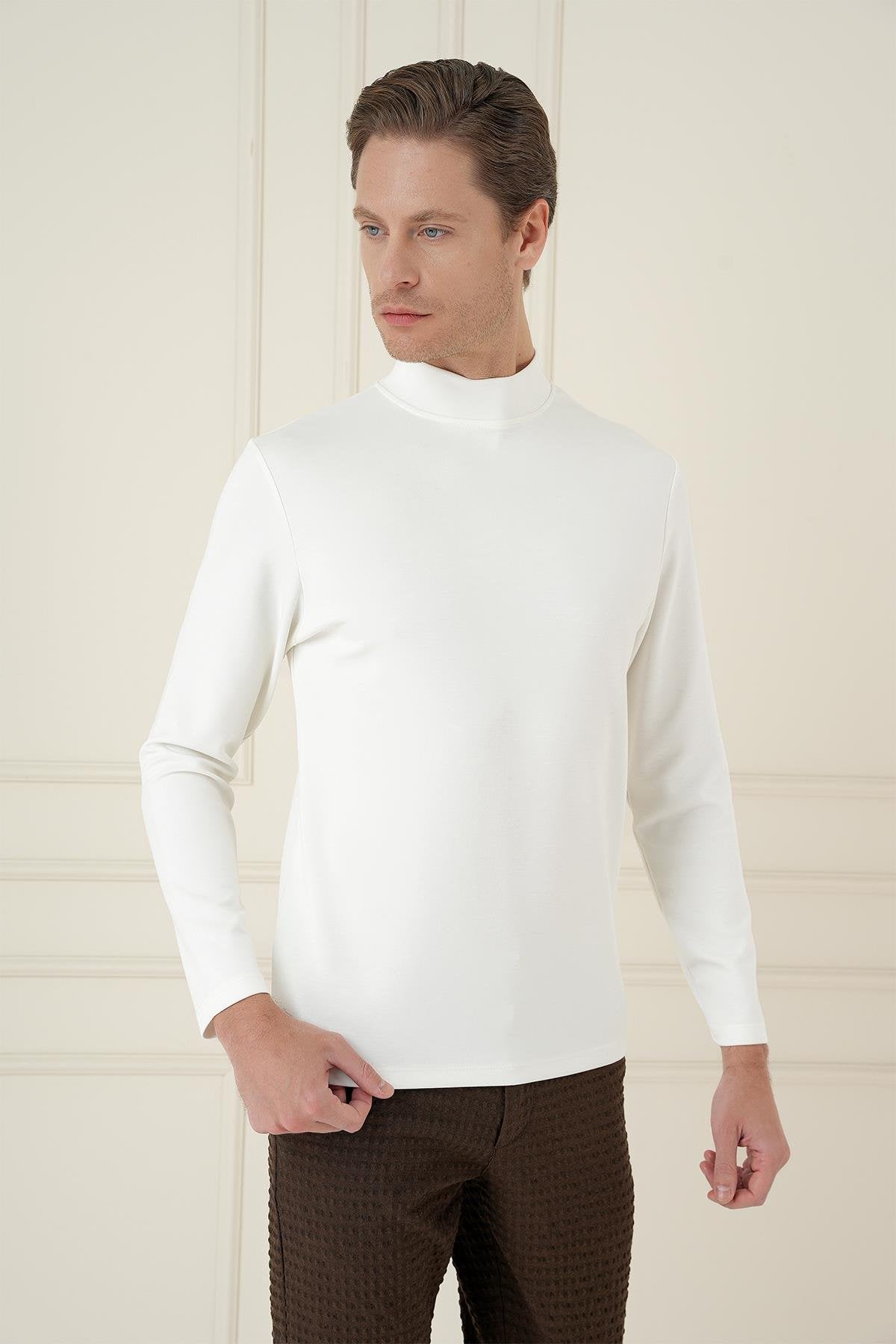 Ts 894 Slim Fit Ekru Spor T-shirt