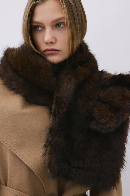 Tüy Dokulu Kahve Kürk Boyunluk