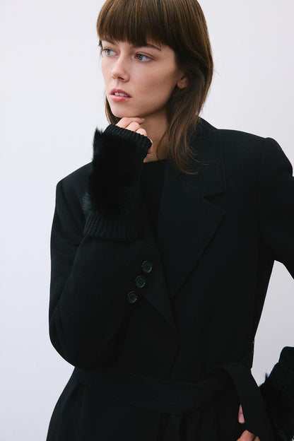 Tüy Dokulu Siyah Triko Eldiven