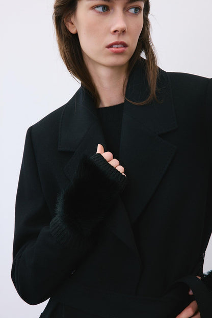 Tüy Dokulu Siyah Triko Eldiven