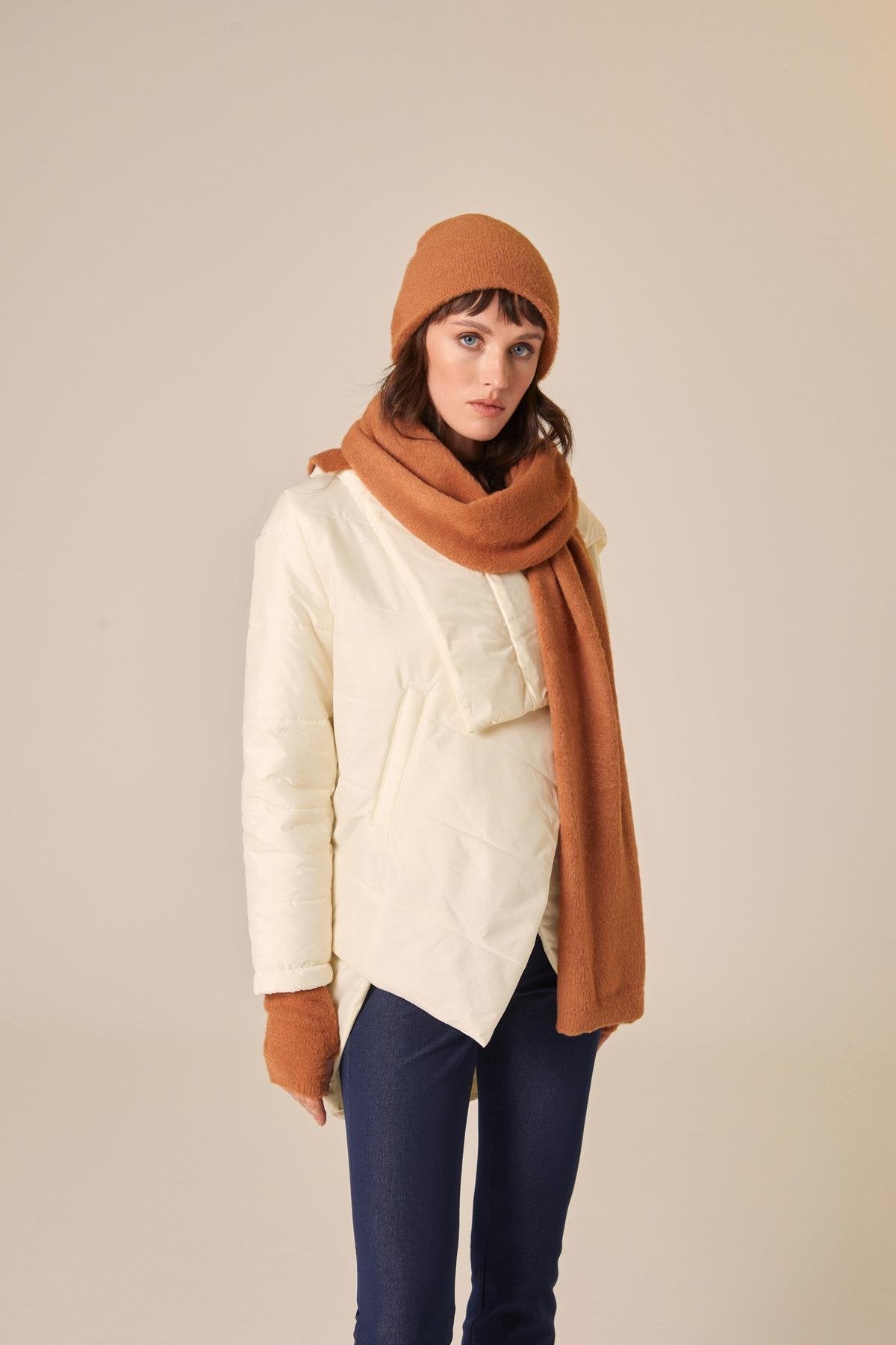 Tüylü Karamel Yumuşak Atkı