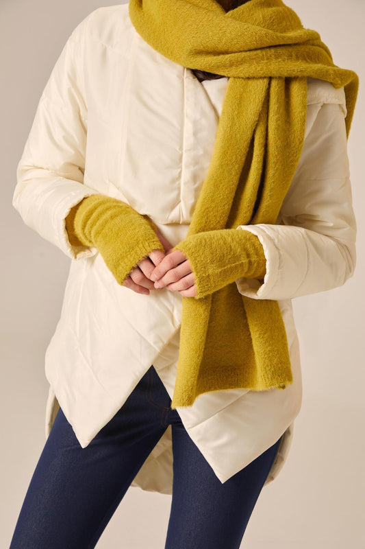 Tüylü Yeşil Kesik Eldiven