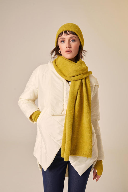 Tüylü Yeşil Yumuşak Atkı