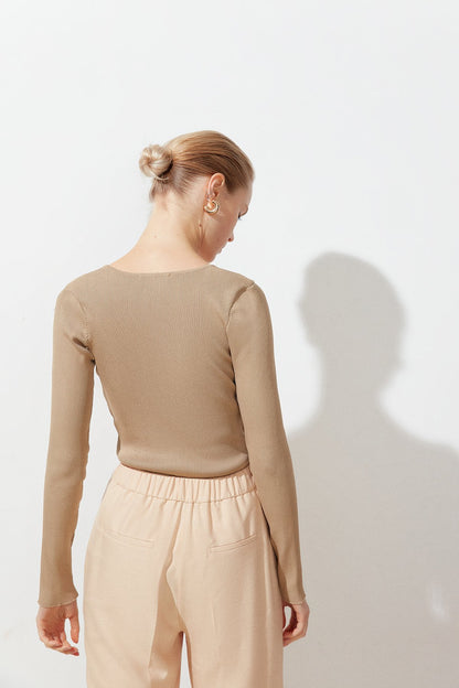 Vizon V Yaka Uzun Kollu Triko Body