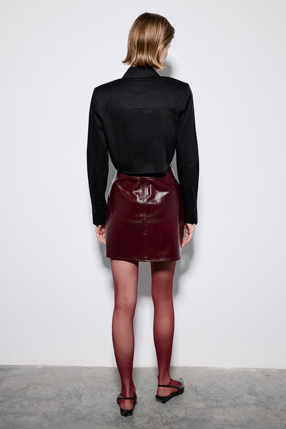 Vatkalı Poplin Uzun Kollu Siyah Gömlek