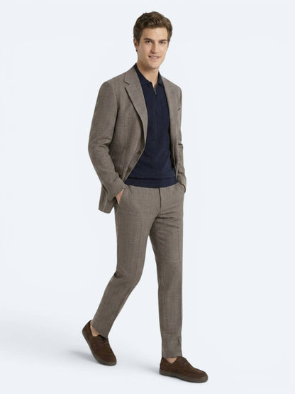 Vizon Çizgili Modern Fit Ipek Karışımlı Takım Elbise