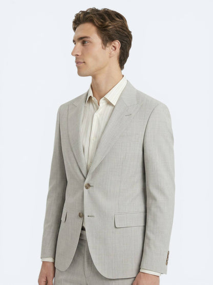 Vizon Desenli Modern Fit Yün Karışımlı Takım Elbise