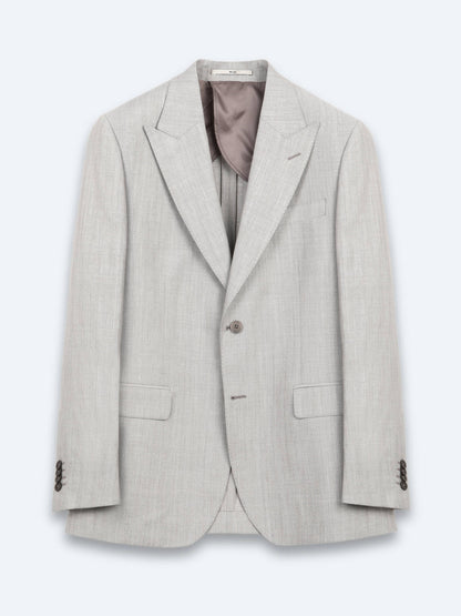 Vizon Desenli Modern Fit Yün Karışımlı Takım Elbise