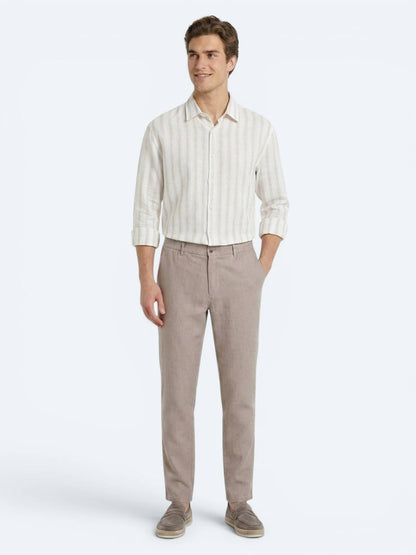 Vizon Dokuma Relaxed Fit Casual Pamuk Karışımlı Pantolon