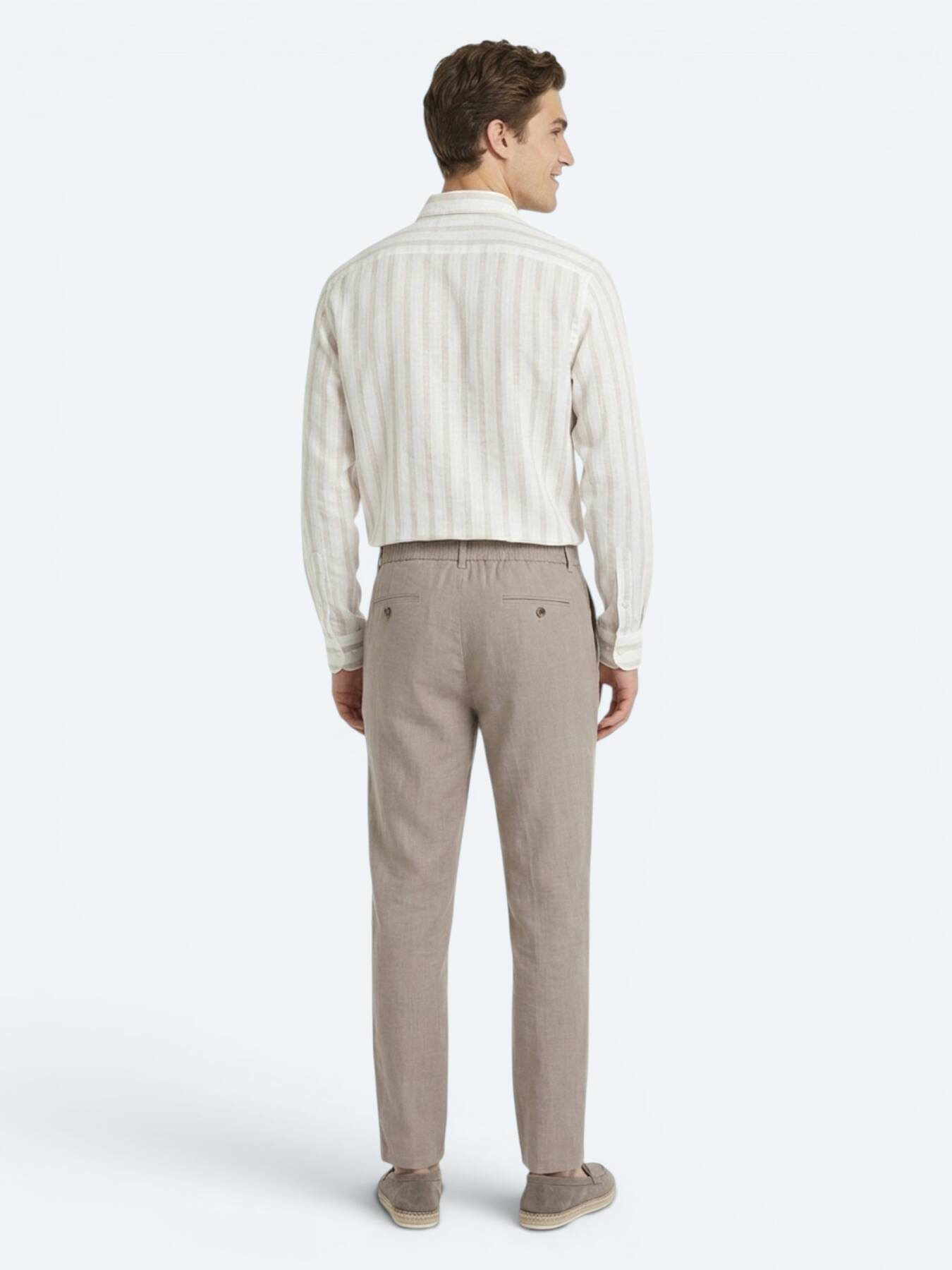 Vizon Dokuma Relaxed Fit Casual Pamuk Karışımlı Pantolon