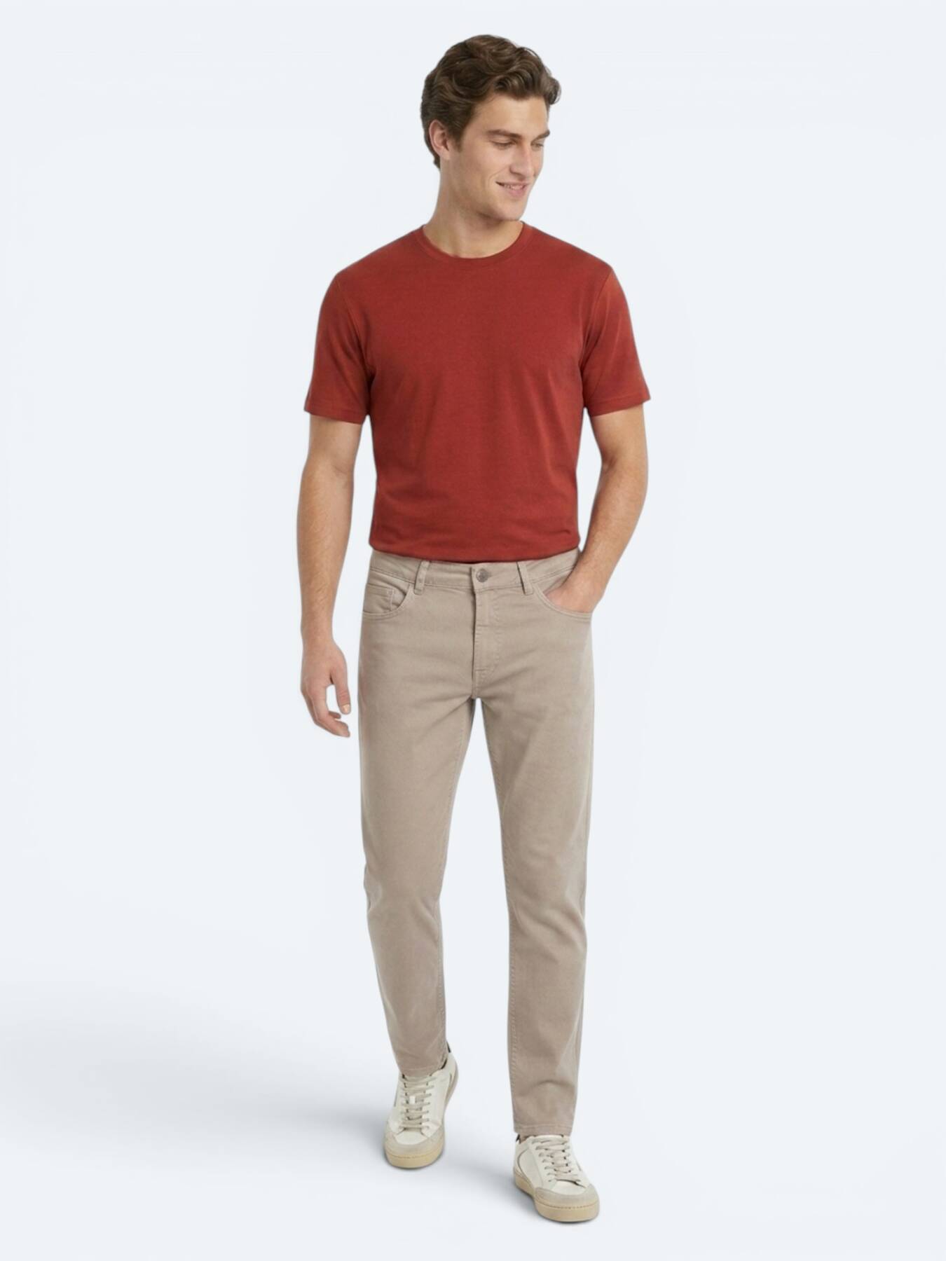 Vizon Dokuma Slim Fit Spor Pamuk Karışımlı Pantolon