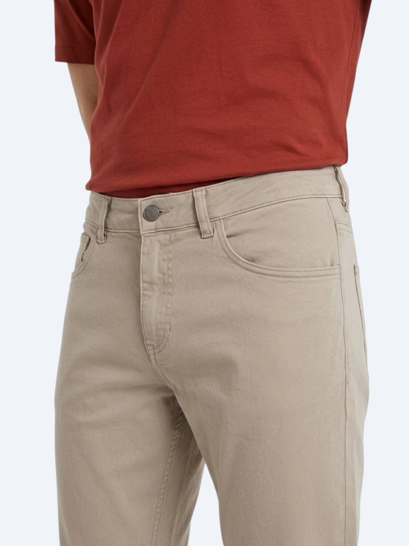 Vizon Dokuma Slim Fit Spor Pamuk Karışımlı Pantolon