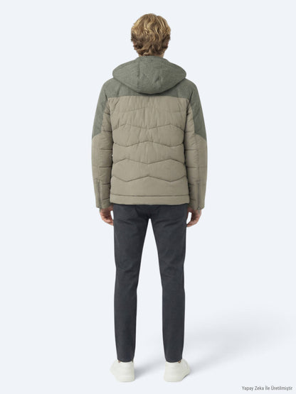 Vizon Regular Fit Kapüşonlu Casual Dokuma Mont
