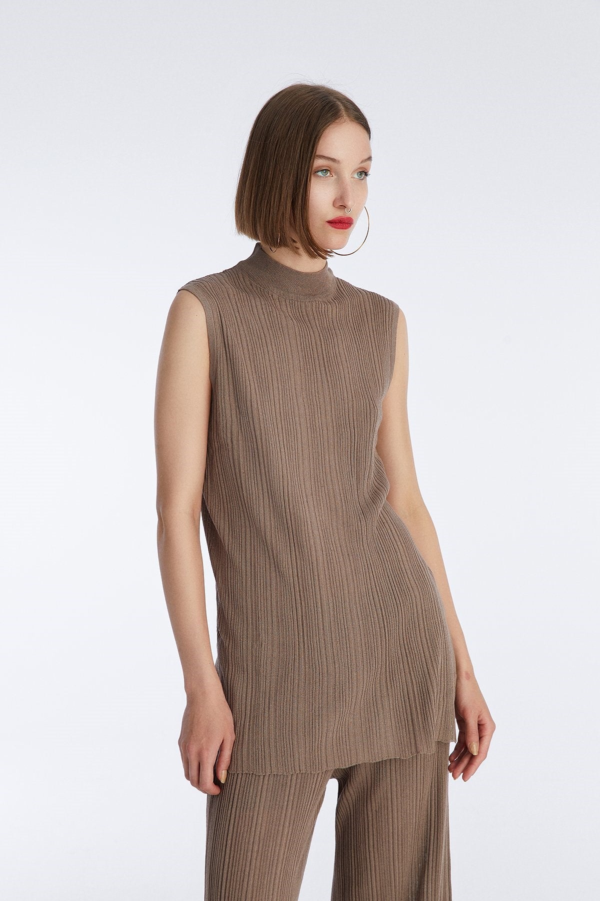 Vizon Uzun Fitilli Triko Bluz