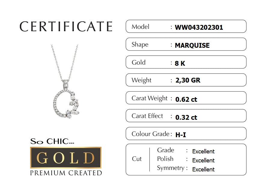 Beyaz Altın Sertifikalı Premium Created Taşlı 42 Cm Kolye Ww04320230142