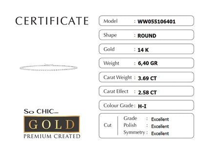 Beyaz Altın Sertifikalı Premium Created Taşlı Su Yolu Bileklik Ww05510640118