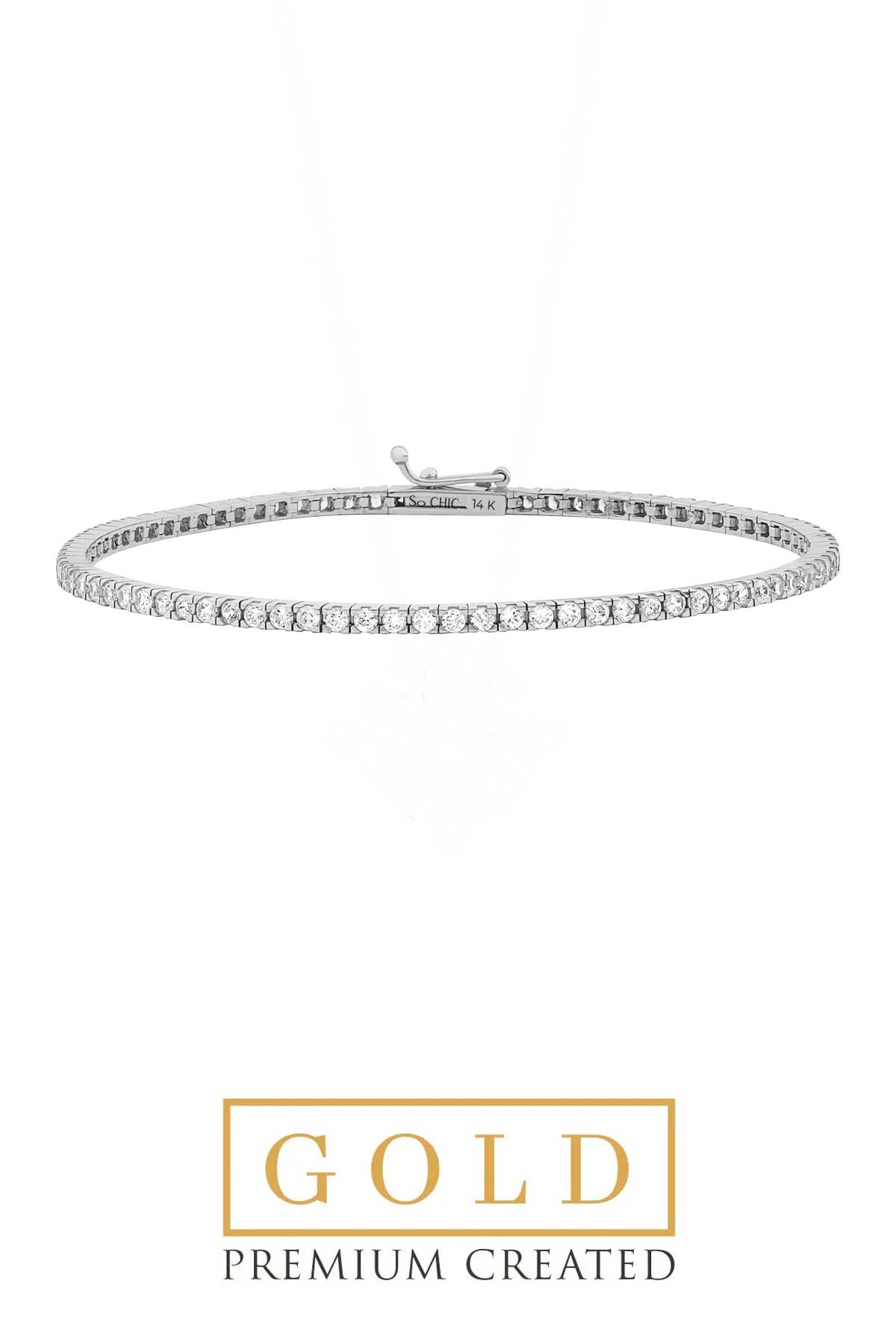 Beyaz Altın Sertifikalı Premium Created Taşlı Su Yolu Bileklik Ww05510640118