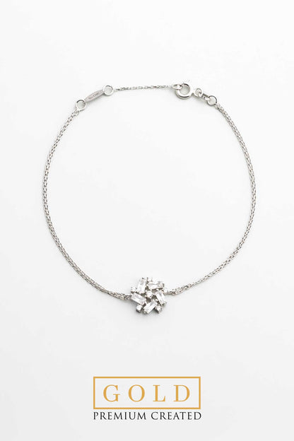 Beyaz Altın Sertifikalı Premium Created Taşlı 19 Cm Baget Bileklik  Ww06560160199