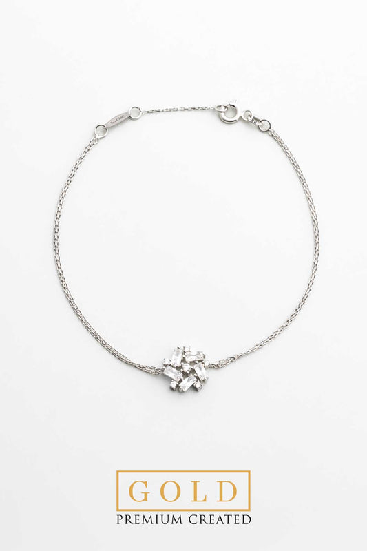 Beyaz Altın Sertifikalı Premium Created Taşlı 19 Cm Baget Bileklik  Ww06560160199