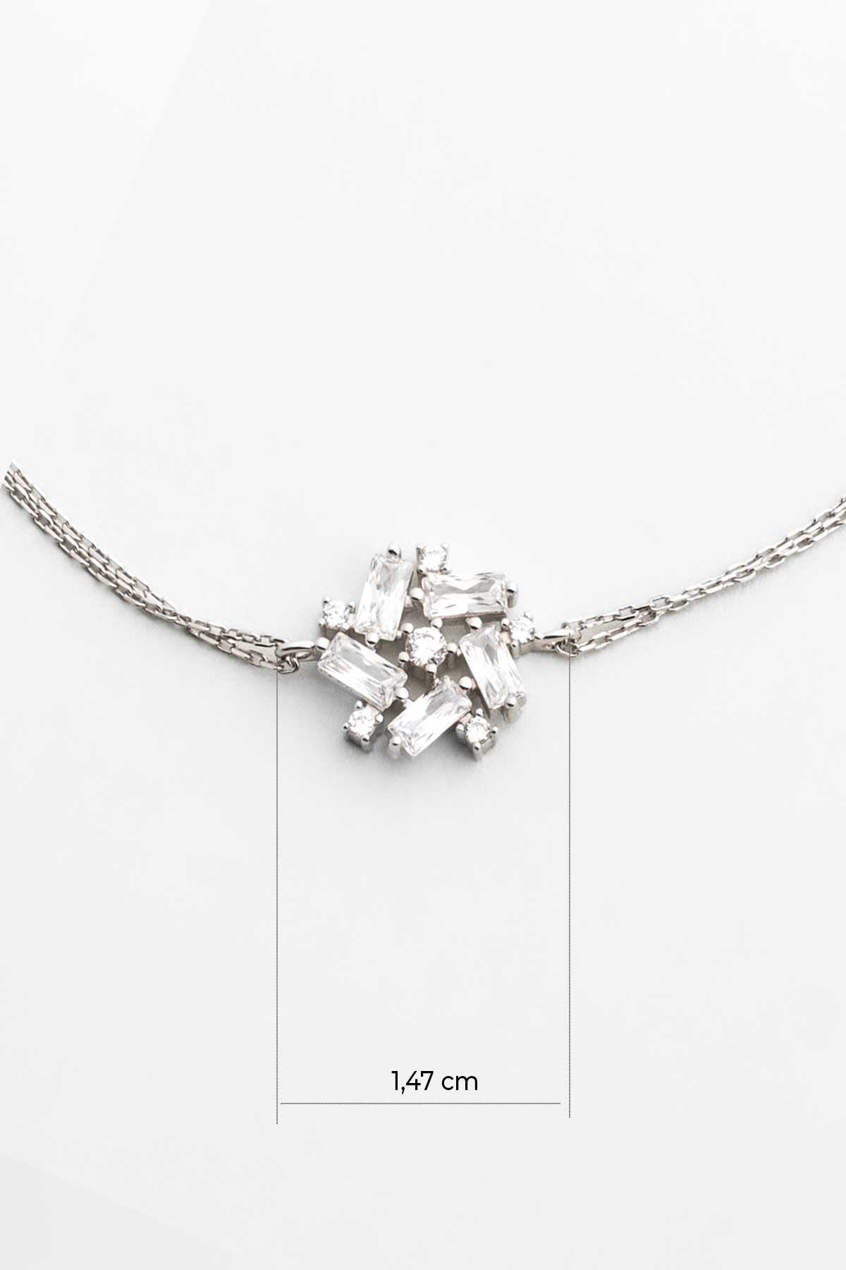 Beyaz Altın Sertifikalı Premium Created Taşlı 19 Cm Baget Bileklik  Ww06560160199