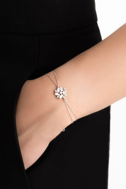 Beyaz Altın Sertifikalı Premium Created Taşlı 19 Cm Baget Bileklik  Ww06560160199