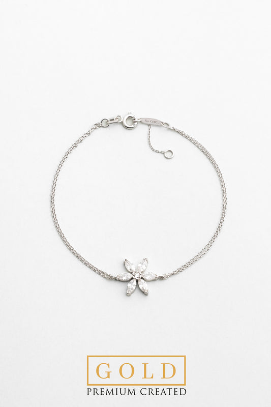 Beyaz Altın Sertifikalı Premium Created Taşlı Çiçek Figürlü 20 Cm Bileklik Ww06570180199