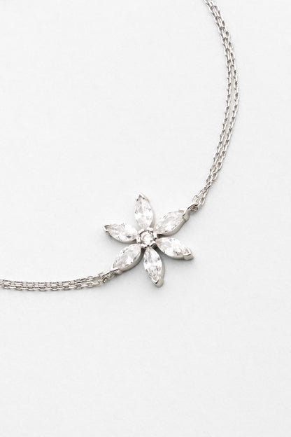 Beyaz Altın Sertifikalı Premium Created Taşlı Çiçek Figürlü 20 Cm Bileklik Ww06570180199