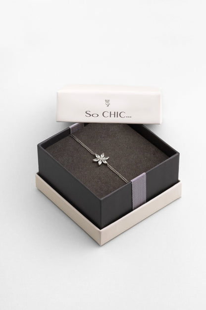 Beyaz Altın Sertifikalı Premium Created Taşlı Çiçek Figürlü 20 Cm Bileklik Ww06570180199