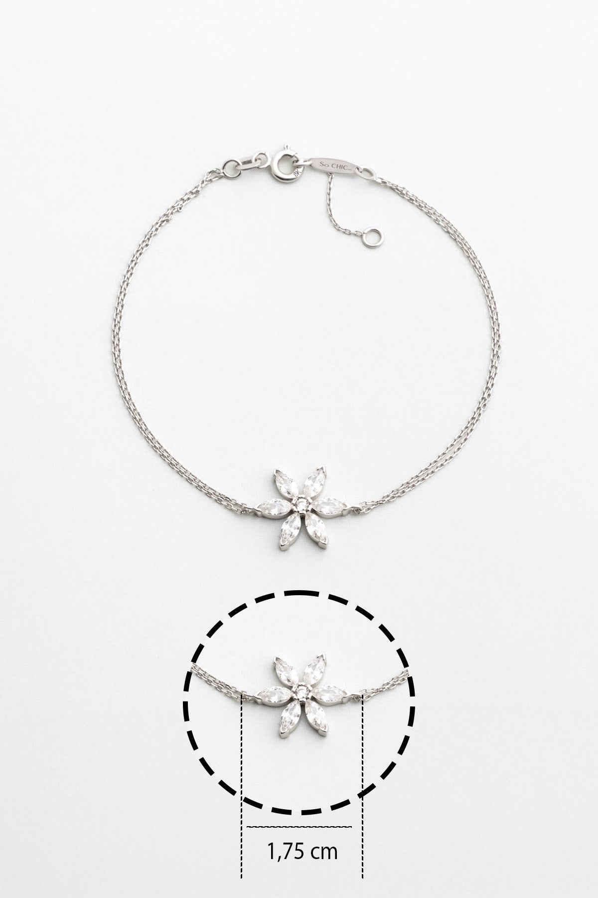 Beyaz Altın Sertifikalı Premium Created Taşlı Çiçek Figürlü 20 Cm Bileklik Ww06570180199