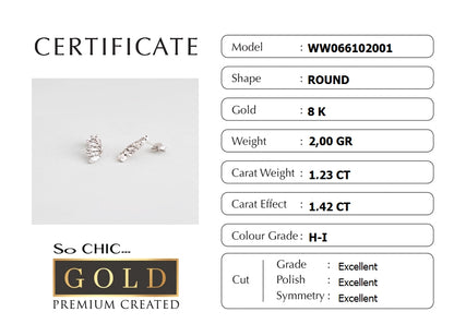 Beyaz Altın Sertifikalı Premium Created Taşlı Melek Kanadı Küpe Ww06610200199